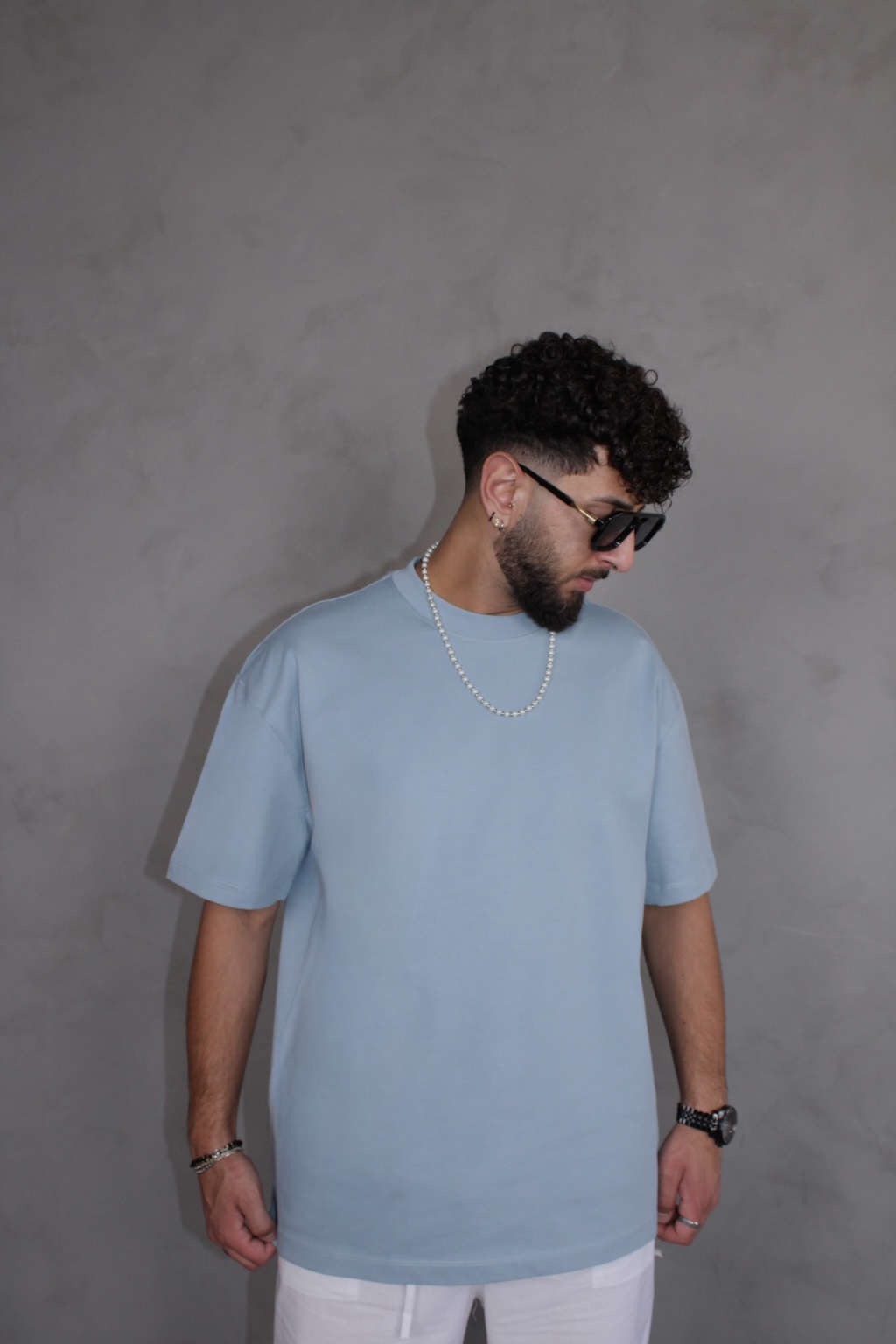 חולצת raw edge תכלת